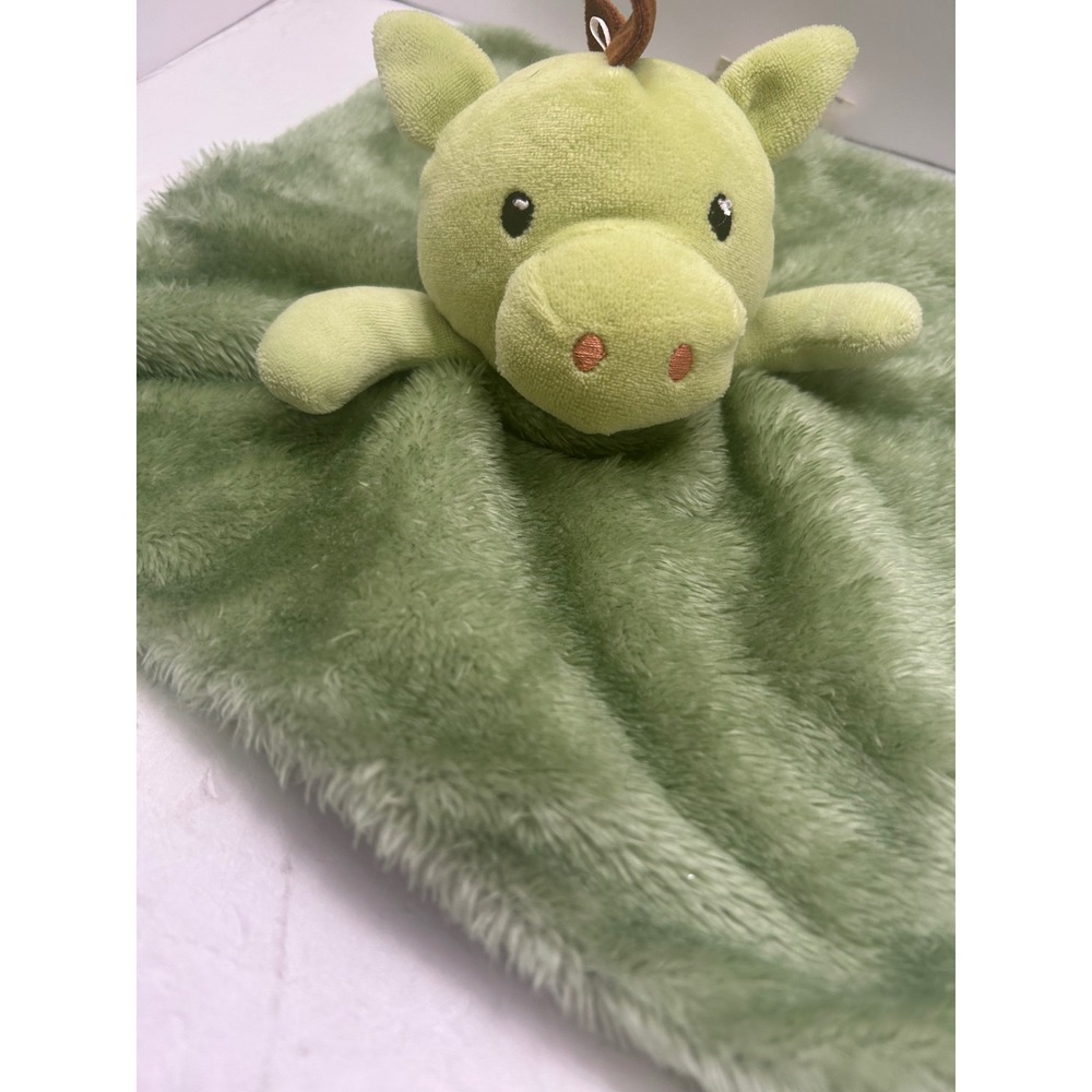 Green Dragon Baby Lovey Security Blanket Plush Stuffed Animal Shaggy Faux Fur